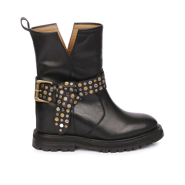 Stivaletto Donna in pelle con borchie Nero EMANUELLE VEE- Francavilla Moda